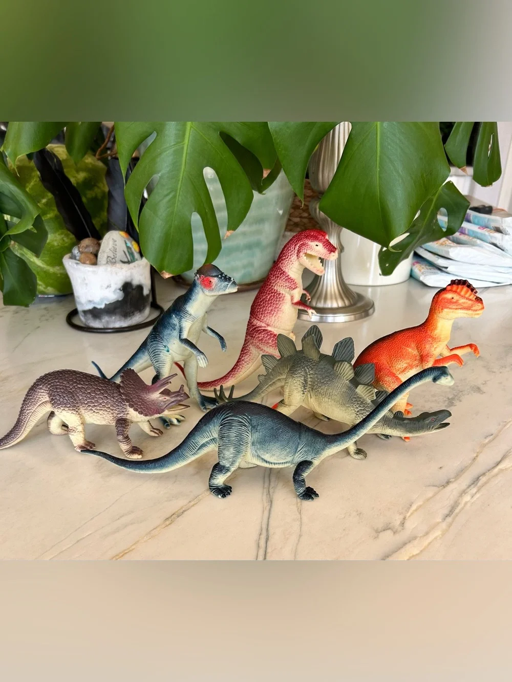 Lot of 6 Dinosaur‎ Figures Toys T-Rex Triceratops Stegosaurus Kids Play Set New